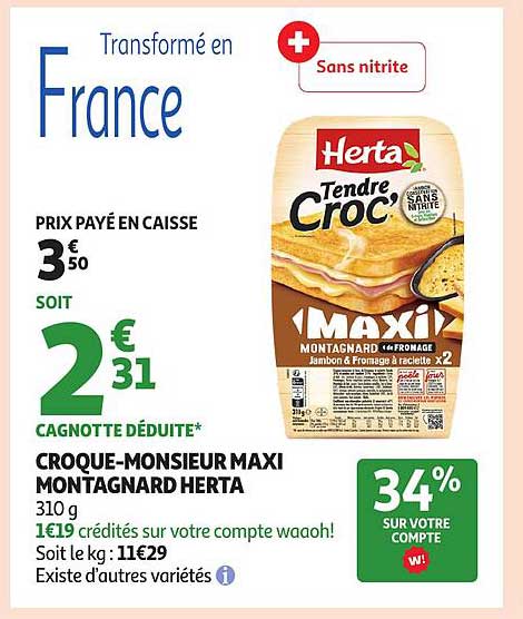CROQUE-MONSIEUR MAXI MONTAGNARD HERTA