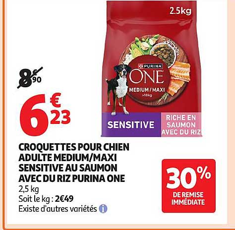 CROQUETTES POUR CHIEN ADULTE MEDIUM/MAXI SENSITIVE AU SAUMON AVEC DU RIZ PURINA ONE