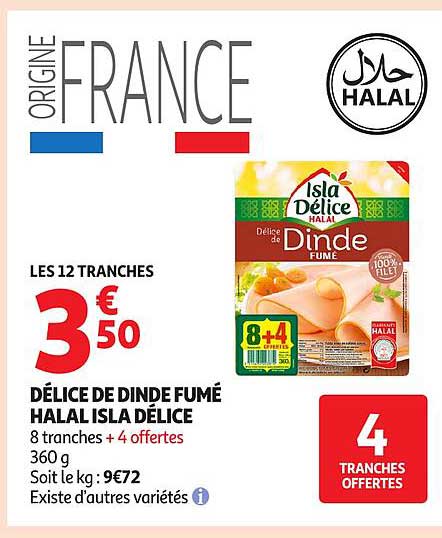 DÉLICE DE DINDE FUMÉ HALAL ISLA DÉLICE