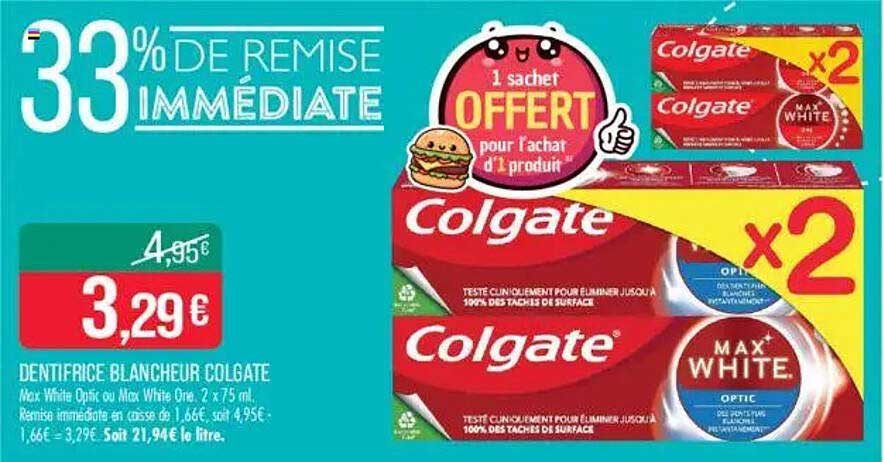 DENTIFRICE BLANCHISSEUR COLGATE