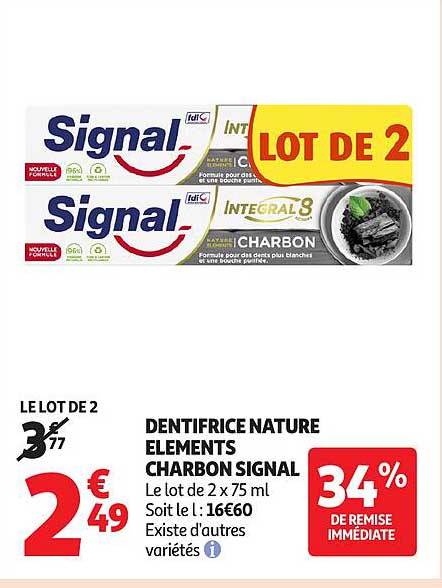 DENTIFRICE NATURE ELEMENTS CHARBON SIGNAL