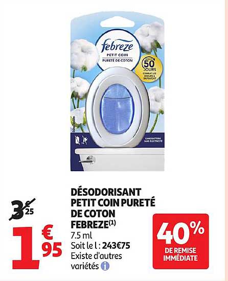 DÉSODORISANT PETIT COIN PURETÉ DE COTON FEBREZE