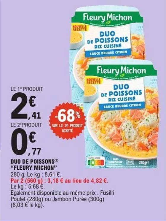 DUO DE POISSONS RIZ CUISINE SAUCE BEURRE CITRON