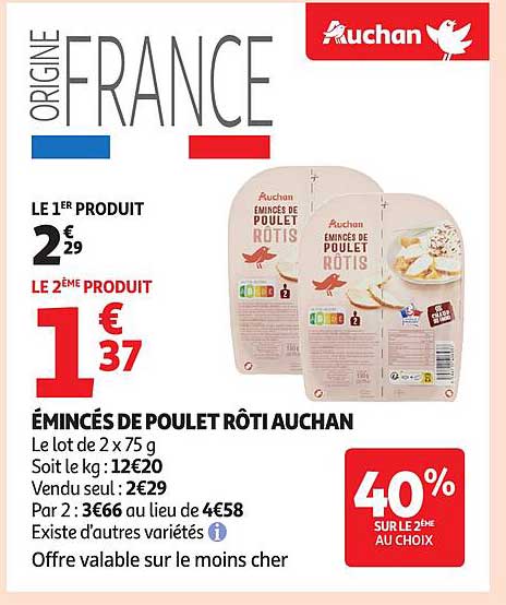 ÉMINCÉS DE POULET RÔTI AUCHAN