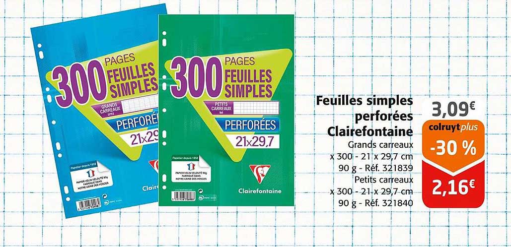 Feuilles simples perforées Clairefontaine