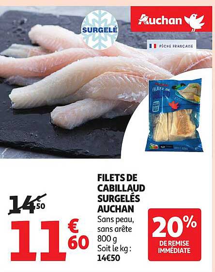 FILETS DE CABILLAUD SURGELÉS AUCHAN