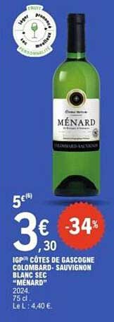IGP® CÔTES DE GASCOGNE COLOMBARD- SAUVIGNON BLANC SEC "MENARD"