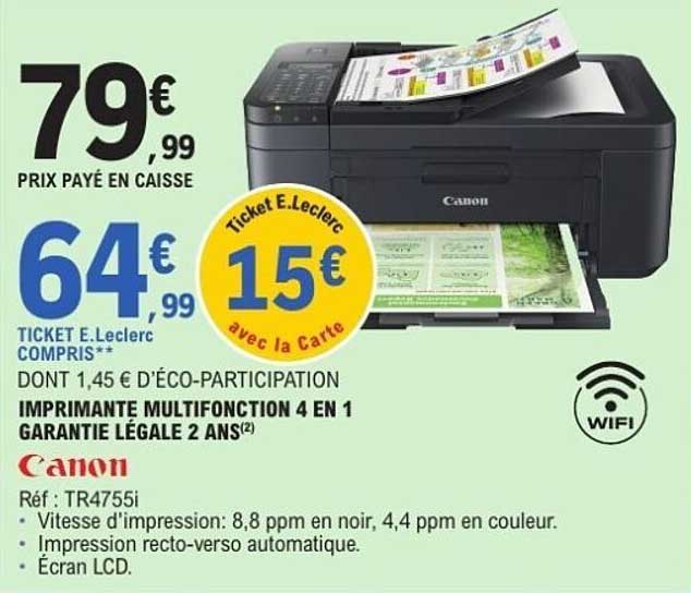 IMPRIMANTE MULTIFONCTION 4 EN 1 GARANTIE LÉGALE 2 ANS