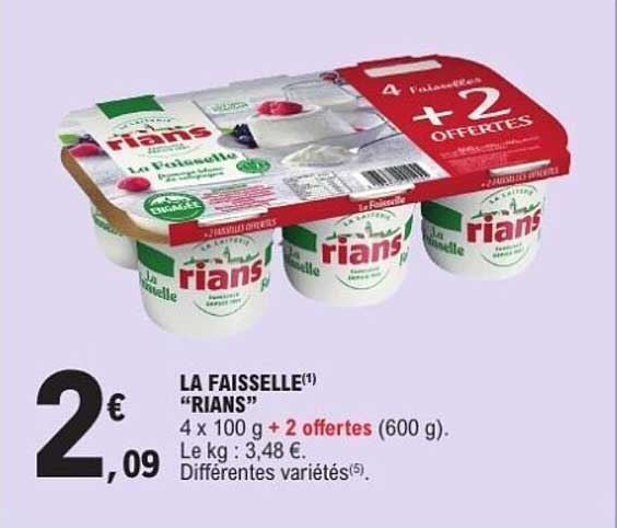 LA FAISSELLE "RIANS" 4 x 100 g + 2 offertes (600 g)