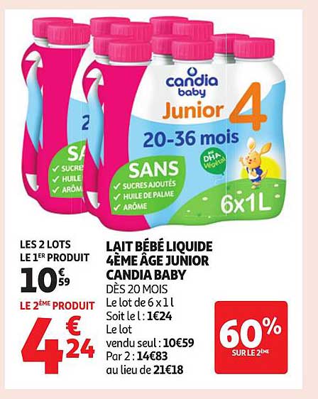 LAIT BÉBÉ LIQUIDE 4ÈME ÂGE JUNIOR CANDIA BABY