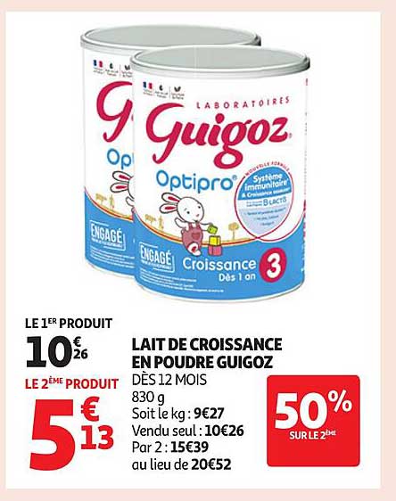 LAIT DE CROISSANCE EN POUDRE GUIGOZ