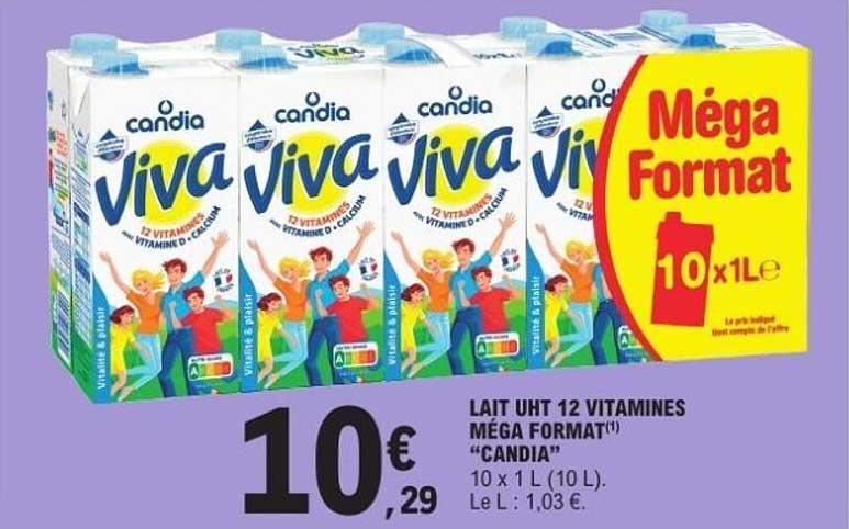 Lait UHT 12 Vitamines Méga Format "Candia"