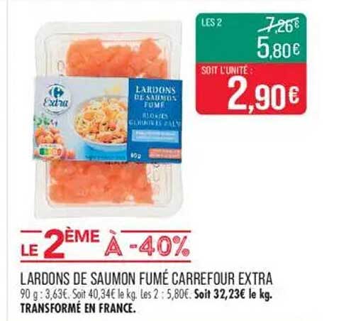 LARDONS DE SAUMON FUMÉ CARREFOUR EXTRA