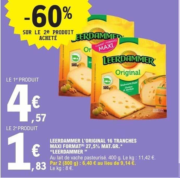 LEERDAMMER L'ORIGINAL 16 TRANCHES MAXI FORMAT® 27,5% MAT.GR.*