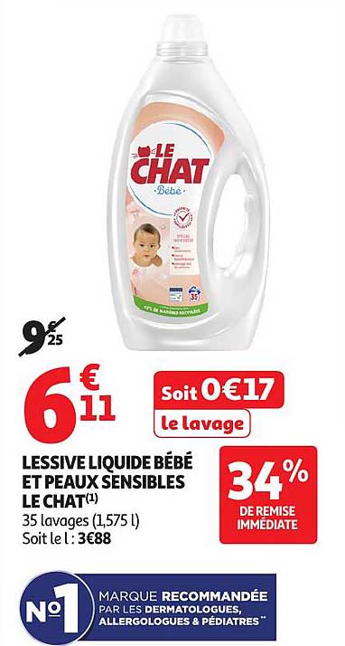 LESSIVE LIQUIDE BÉBÉ ET PEAUX SENSIBLES LE CHAT