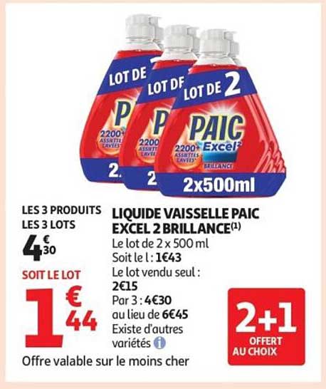LIQUIDE VAISSELLE PAIC EXCEL 2 BRILLANCE