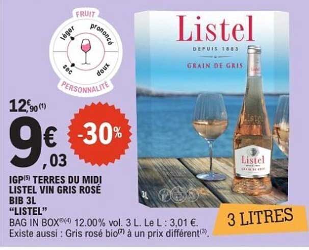 Listel Vin Gris Rosé Bib 3L