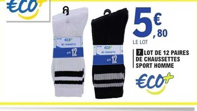 LOT DE 12 PAIRES DE CHAUSSETTES SPORT HOMME