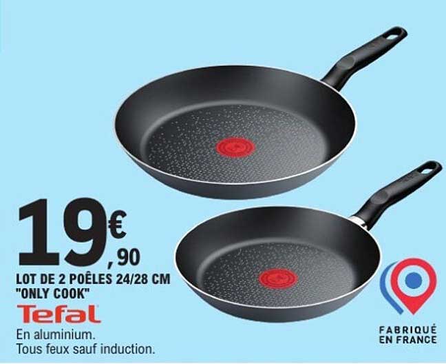 LOT DE 2 POÊLES 24/28 CM "ONLY COOK"