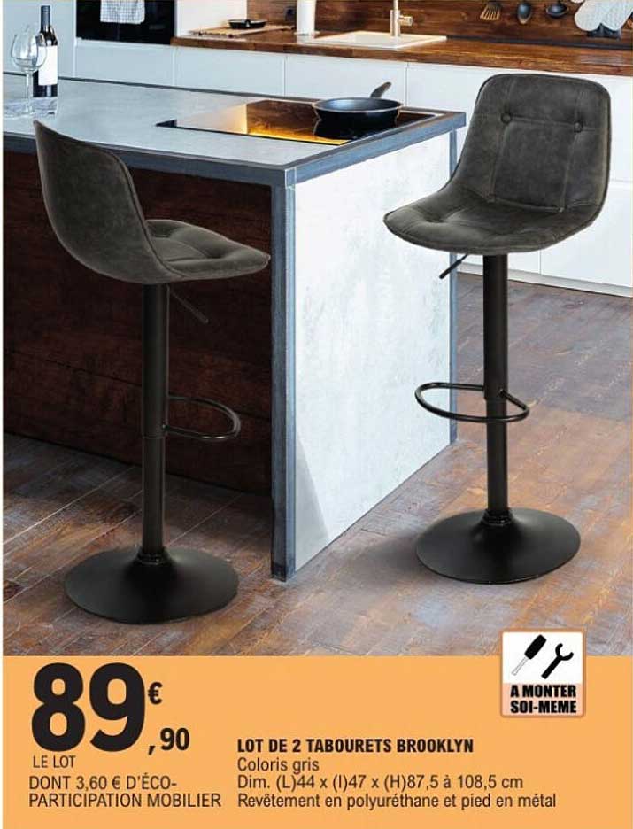 LOT DE 2 TABOURETS BROOKLYN