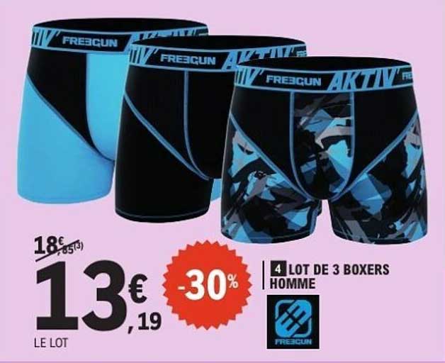 LOT DE 3 BOXERS HOMME