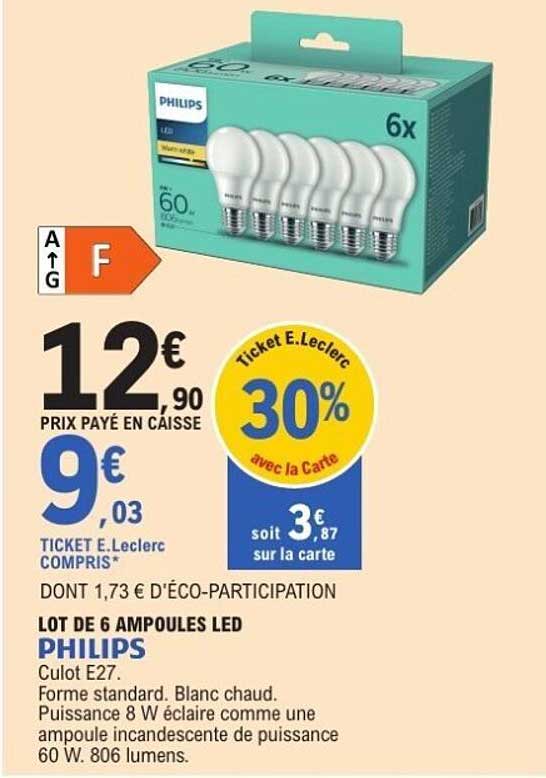 LOT DE 6 AMPOULES LED PHILIPS