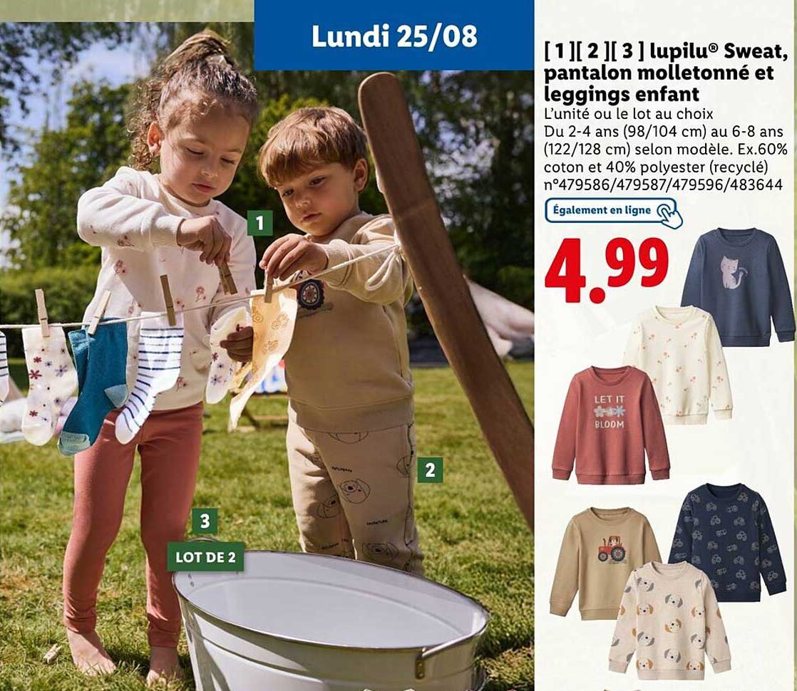 lupilu® Sweat, pantalon molletonné et leggings enfant