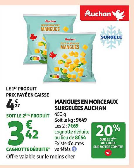 Mangues en morceaux surgelées Auchan