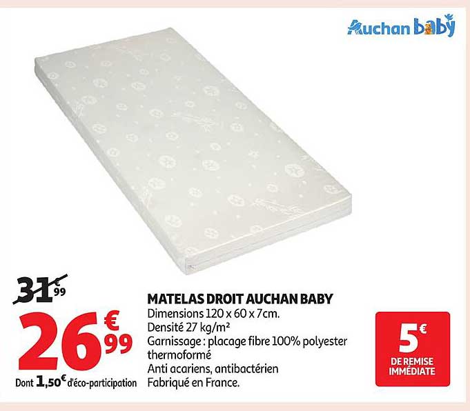 MATELAS DROIT AUCHAN BABY