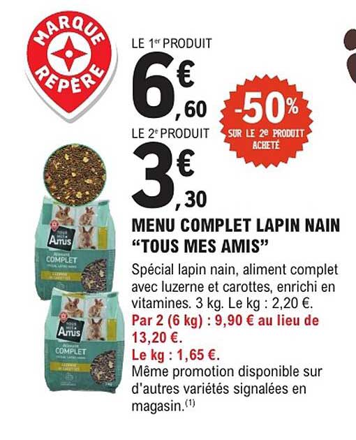 MENU COMPLET LAPIN NAIN "TOUS MES AMIS"
