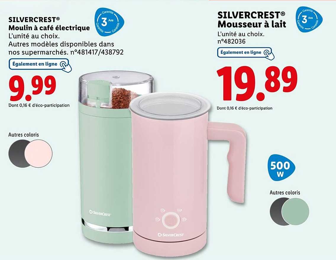 Moulin à café électrique SILVERCREST® et Mousseur à lait SILVERCREST®