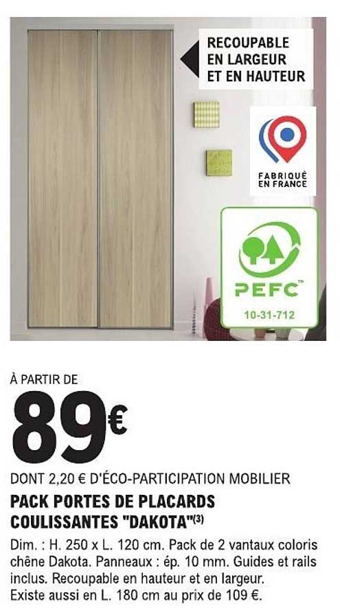 PACK PORTES DE PLACARDS COULISSANTES "DAKOTA"