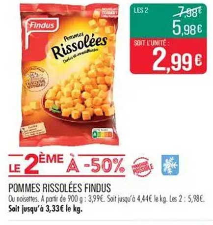POMMES RISSOLÉES FINDUS