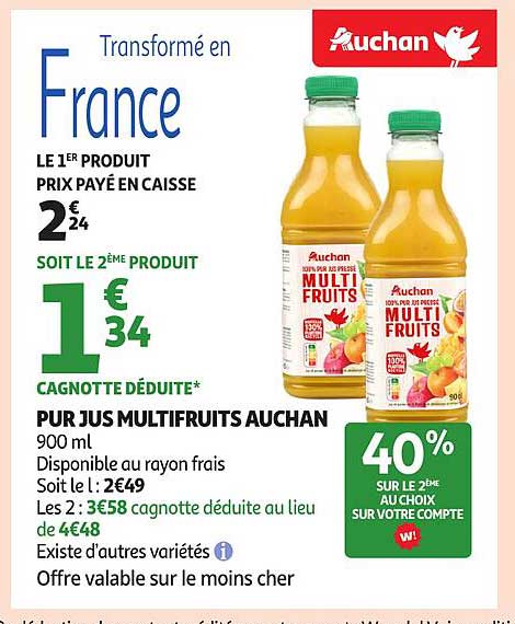 PUR JUS MULTIFRUITS AUCHAN