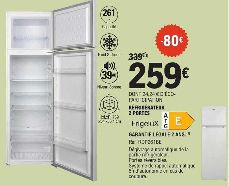 Réfrigérateur 2 portes Frigelux