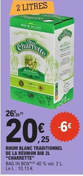 RHUM BLANC TRADITIONNEL DE LA RÉUNION BIB 2L "CHARRETTE"