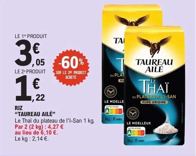 RIZ "TAUREAU AILÉ" Le Thaï du plateau de l'l-San 1 kg.