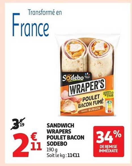 SANDWICH WRAPERS POULET BACON SODEBO