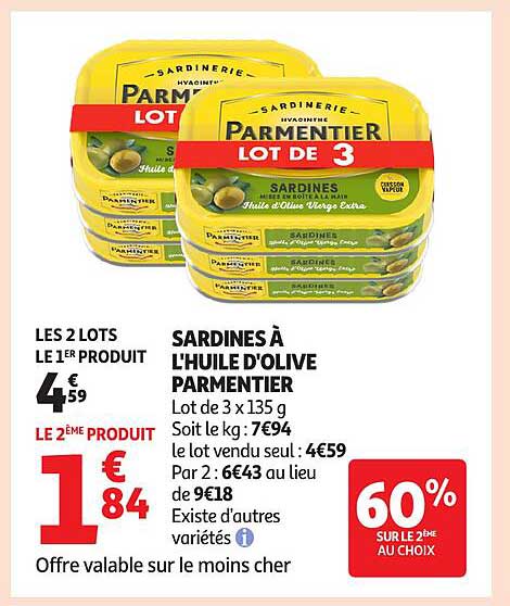 SARDINES À L'HUILE D'OLIVE PARMENTIER