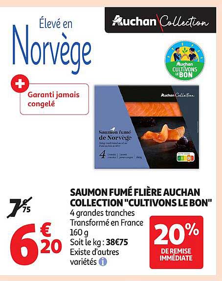SAUMON FUMÉ FLIÈRE AUCHAN COLLECTION "CULTIVONS LE BON"