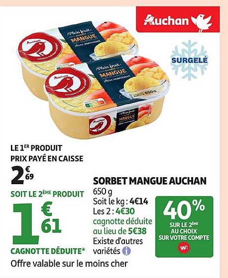SORBET MANGUE AUCHAN