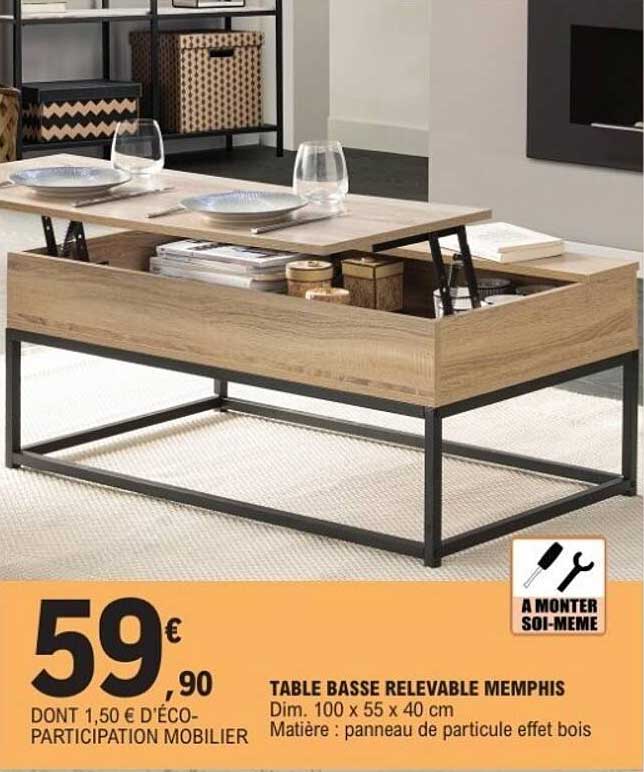 TABLE BASSE RELEVABLE MEMPHIS