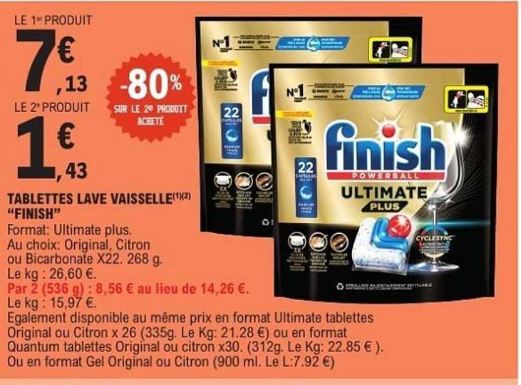 TABLETTES LAVE VAISSELLE "FINISH"