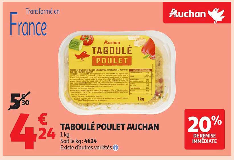 TABOULÉ POULET AUCHAN