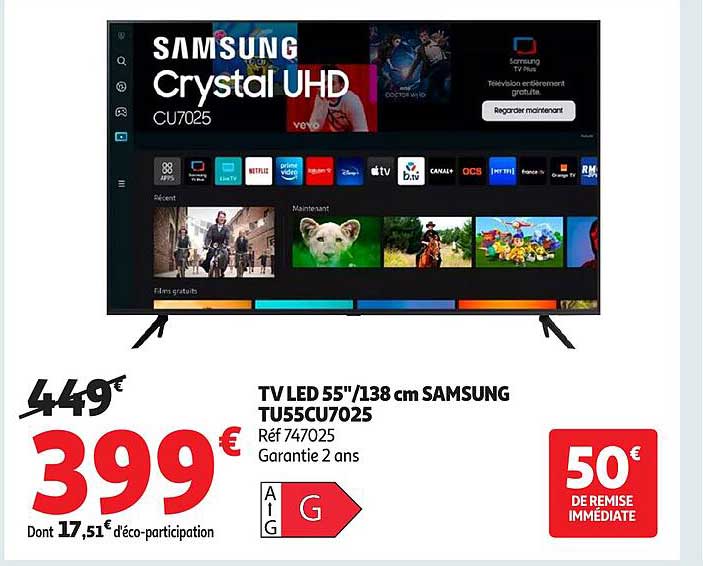 TV LED 55"/138 cm SAMSUNG TU55CU7025