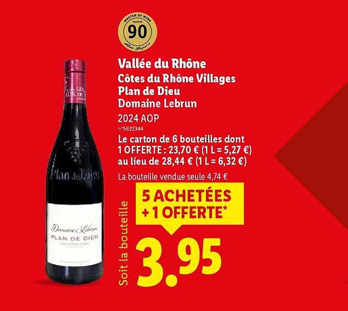 Vallée du Rhône Côtes du Rhône Villages Plan de Dieu Domaine Lebrun 2024 AOP
