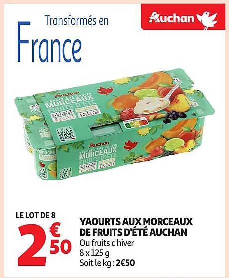 Yaourts aux morceaux de fruits d'été Auchan