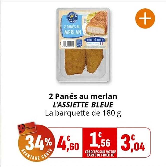 2 Panés au merlan L'ASSIETTE BLEUE La barquette de 180 g