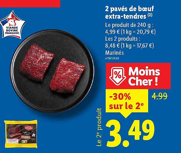 2 pavés de bœuf extra-tendres