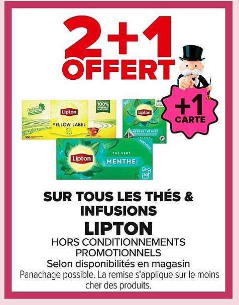 2+1 OFFERT SUR TOUS LES THÉS & INFUSIONS LIPTON
